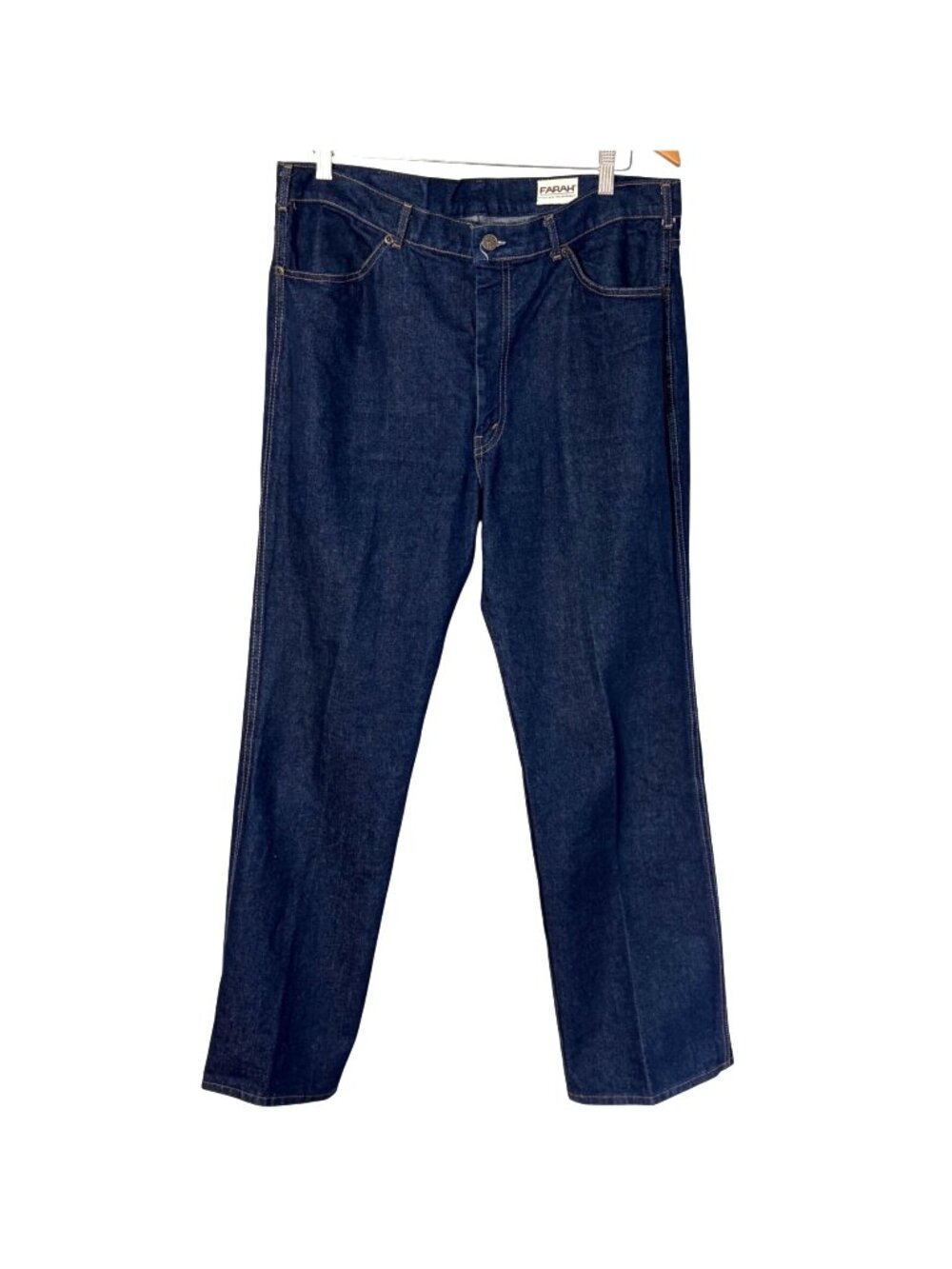 Vintage 80s Farah Jeans Mens 38 x 30 Dark Wash Denim Straight Leg